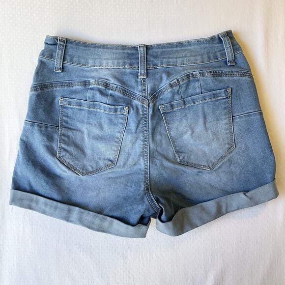 Wax Jean Butt I love You Women Shorts S Light Blue Denim Button 2" Inseam - Picture 10 of 10